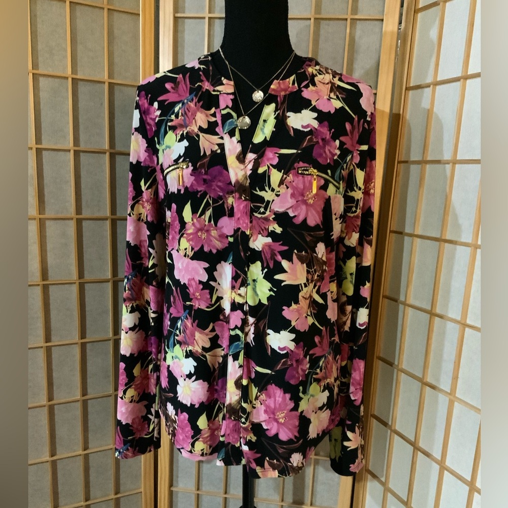 I.N.C. -Floral Long Sleeve Blouse